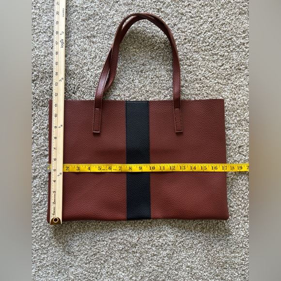 VINCE CAMUTO Pebble Leather Brown and Black Classic Tote Bag - Picture 4 of 8